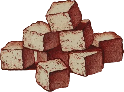 A drawing of sugar cubes.