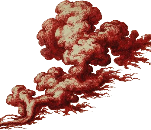 A drawing of red smoke.