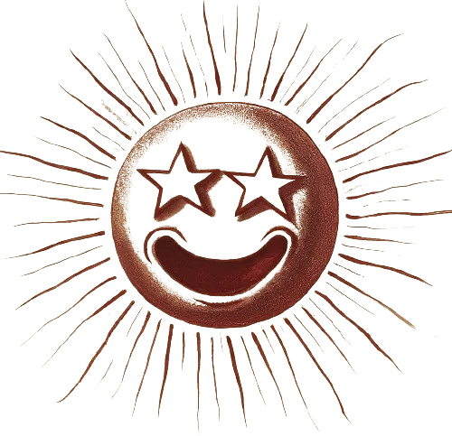 A drawing of an excited emoji.