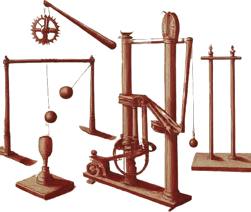 A drawing of gadgets used in physics experiments.