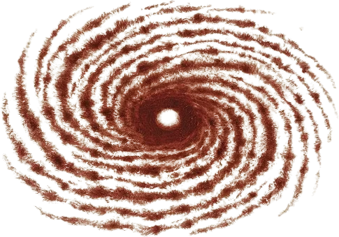 A drawing of a galaxy.