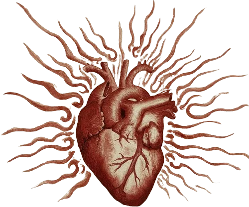 A drawing of a heart vibrating.