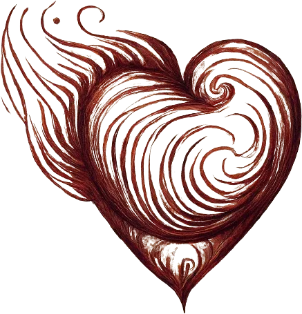 A drawing of a heart on fire.