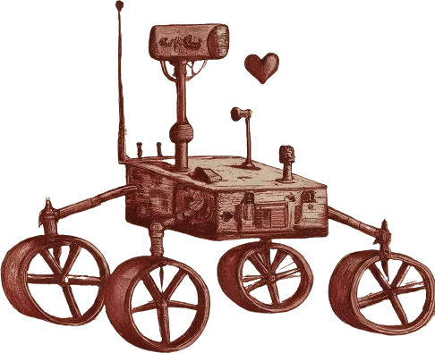 A drawing of NASA's Curiosity rover.