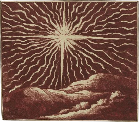 A drawing of a shiny star on a dark night.