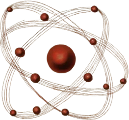 A drawing of an atom.